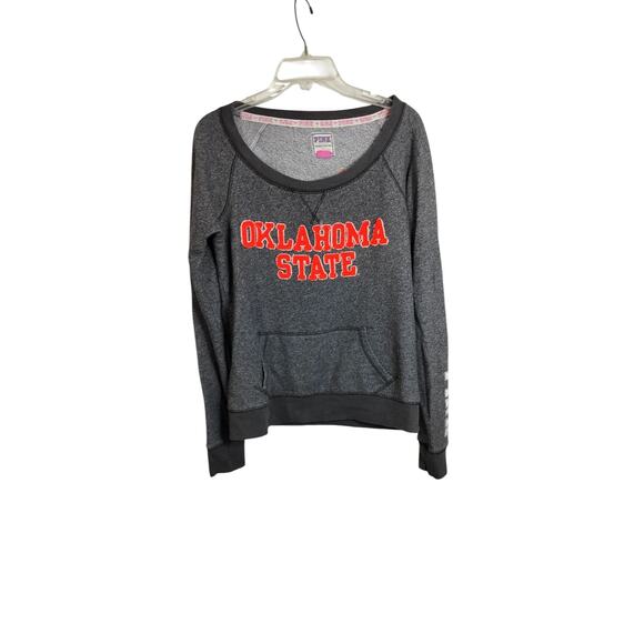 4254)Victoria's Secret PINK Oklahoma State Long Sleeve Pullover Sweatshirt Large - Picture 1 of 8